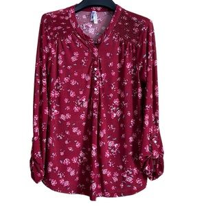 French Twist‎ women’s blouse pullover floral stretch 3 button